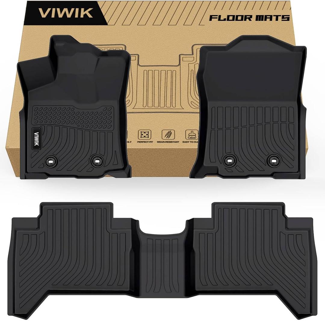 VIWIK Floor Liner for Toyota Tacoma 2018-2023 (Only for Double Cab) All Weather Custom Fit Automotive TPE Floor Mats for 1st and 2nd Row Car Mats