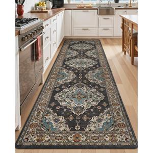 LUMI Kitchen Mat Anti Fatigue Cushioned, Memory Foam Padded Standing Rug Washable, Non Slip Comfort Floor Runner for Home, Sink, Laundry, Office, 24"x87", Black