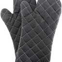 ARCLIBER Oven Mitts Heat Fire Resistant Oven Mitts 425  F, Quilted Terry Cloth Cotton Soft Lining Oven Gloves, Extra Long Kitchen Mittens for Cooking Baking (13 inch, Black)