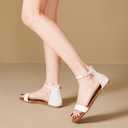 Katliu Women's Ankle Strap Flat Sandals One Band Dressy Sandals Square Open Toe Sandals for Summer with Back Zipper, Size 41