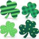 COCHIE Shamrock St Patricks Day Decorations, Wooden St. Patrick's Day Tiered Tray Decor Set of 4, Green Clover Saint Patrick Day Table Top Decoration for Home, Shelf, Door, Office Party (Pattern)