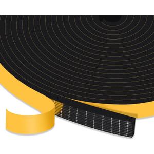 Thin Foam Weather Stripping Seal Tape 1" Wide x 1/4" Thick, High Density Closed Cell Door Insulation Gasket for Door Frame, Window, Sliding Door, Cabinet, Soundproofing, Black, Total 16.5Ft