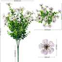 Lnoicy 20 Bundles Artificial Flowers for Outdoor Fake Plants for Spring Decoration,Faux Eucalyptus Flowers for Planter UV Resistant Lifelike for Home Porch Garden（White）