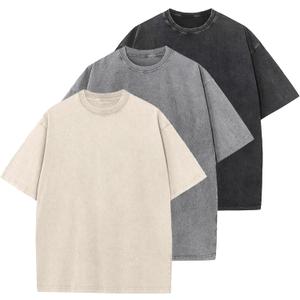 GSOU SNOW Men Oversized T Shirt Cotton Casual Unisex Short Sleeve Vintage Baggy Tee Shirts Washed Mens Streetwear (L)