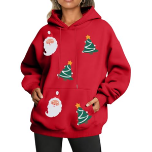 FRYAID Christmas Hoodie Women Merry Christmas Tree Sequins Sweatshirts Cute Xmas Snowman Santa Claus Sweater Holiday Pullover (Small)