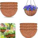 Halatool 6 Pack 10 Inch Coco Liner for Hanging Baskets Replacement Round Coconut Liners for Planters, 100% Natural Coco Fiber for Flowers Vegetables Garden, Drainage & Retain Moisture