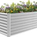 6X3X2ft Raised Garden Bed for Gardening,Galvanized Planter Boxes Outdoor Patio Kit Planting Bed for Vegetables Flowers Herb,Silver
