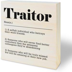 Funny Wooden Sign, Coworkers Leaving Traitor Gifts, Going Away Job Gifts, Gifts For Coworkers, Bosses And Besties, Sarcastic Gifts, Blessing Gifts, Office Home Decor And Accessories5x5 Inches-A01