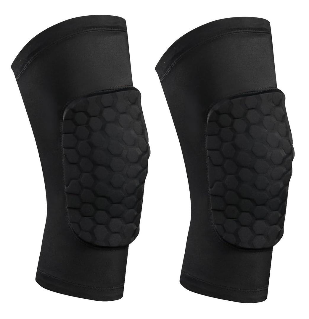 SUJAYU 2 Pack Knee Compression Sleeves Men Women, EVA Honeycomb Light Compression Leg Sleeves, Wrestling Knee Sleeve Volleyball Knee Sleeve Basketball knee Sleeve (Black, Large)