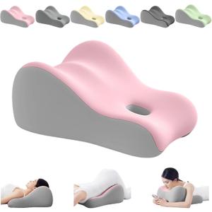 Natural Latex Pillow for Adults - Ergonomic Support for Maternity, Home & Couples, Multi-Functional for Sleeping, Lounging, Reading, Removable Washable Cover (Pink) 
