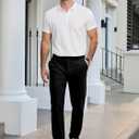 JMIERR Mens Chino Pants Casual Stretch Golf Pants Waist Tapered Trousers Lightweight Comfy Pants with Zipper Pockets (Black, M)