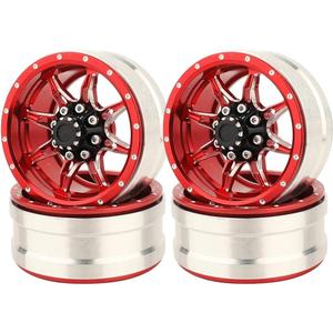 1.9 inch Metal Beadlock Wheel Rims Hubs for Axial SCX10 I II III 90046 SCX10 PRO Capra TRX4 RC4WD D90 1/10 RC Rock Car Crawler Upgrade Part (red)