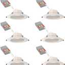 Juno LED Recessed Lights 6 Inch Round Wafer Downlight, 5-in-1 Switchable White Color Temperature, Adjustable Brightness, Deep Regressed Baffled Trim, 6-Inch, Matte White, 6-Pack
