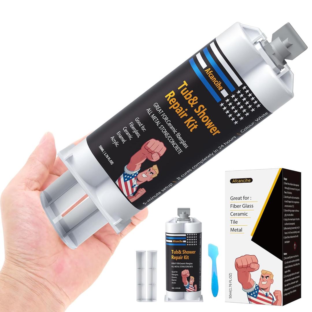 Tub Repair kit WhiteGreat for Marine Fiberglass Shower,Porcelain Sink,Ceramic,Acrylic Bathtub Patch chip,Erase a Hole,Toilet refinishing,high Strength Small Hole Grout chip Hole Caulk Repair (1)