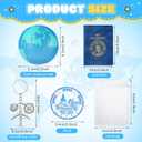 Maitys 72 Pcs Travel Party Earth Stress Balls, Airplane Keychain, Passport Book with Assorted Travel Stickers for Scrapbooks, Organza Bags for Adults Adventure Theme Party Supplies