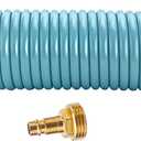 RV External Shower, 3/8 in by 15-Foot Coil Hose with 1/2 Inch Quick Connect Adapter for RV Outdoor Shower, Boat Hose Coil, 3/4 Inch Fittings (No Sprayer) (No Sprayer)
