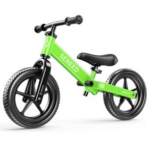 SEREED Toddler Balance Bike 2 Year Old, No Pedal Kids Toy Bike for 2-5 Years Old, Tool-Free Adjustment, Gift for 2-3 Boys Girls, Customize Plate with 3pcs Stickers (Green)