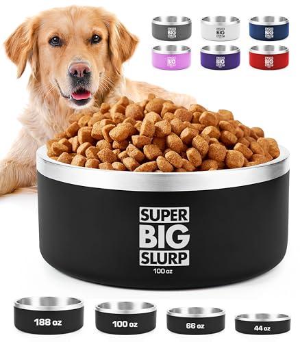Tuff Pupper 100 oz Heavy Duty Insulated Stainless Steel Dog Bowl for Large Dogs, Non-Slip Base, Dishwasher Safe