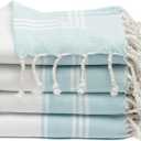 Cotton Turkish Beach Towel Towels Oversized 36"x72" Pool Absorbent Extra Large Quick Dry Sand Travel Towel (Aqua Blue, 4 Pack)
