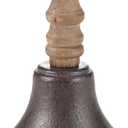 Large Hand Bell, 7.08" H Cast Iron Call Bell with Wooden Handle, Super Loud Hand Bell for Weddings, School Classroom Service and Church