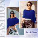 Women Sheer Poncho Shrug Winter Sheer Blouse Top Acrylic Lightweight Poncho Bolero for Evening Dress (M)