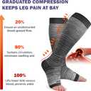 LEVSOX Open Toe Compression Socks for Women & Men 20-30mmHg Toeless Sock Knee High Support Stockings for Circulation Nurses Pregnant Travel, XL
