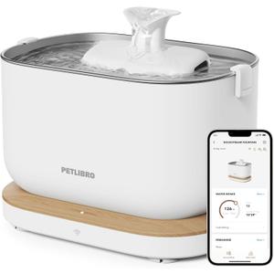 PETLIBRO Cat Water Fountain, App Monitoring Pet Fountains for Cats Indoor with Stainless Steel Tray, 2.5L/84oz Dockstream Automatic Water Dispenser for Drinking, 2.4G Wi-Fi Smart Bowl Inside (White)