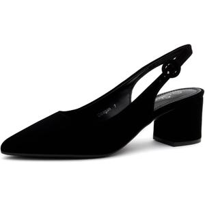 Shoe Land Pointed Toe Low Block Heels for Women Slingback Slip-On Chunky Heeled Dress Pumps | 2.25 Inch Comfortable Business Casual Heels for Work, Office & Wedding, Size 11