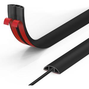 Eapele Floor Cord Cover 3 ft, Black Floor Cable Cover Self Adhesive Cable Protector, Prevent Trip Hazard for Home Office or Outdoor Settings, Cable Cavity 0.47" (W) x 0.27" (H)
