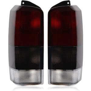 Tail lights Assembly Compatible with 1997-2001 Jeep Cherokee OE Style Rear Light Taillights Replacement for CH2800128 CH2801128 (Dark Red/White/Smoked Lens)