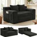 Boneless Couch, Boneless Loveseat Sleeper Sofa Bed – 3-in-1 Convertible Couch Bed with Side Pockets & Handle, Pull Out Corduroy Futon for Small Space, Living Room & Bedroom, 2 Pillows Included, No Assembly