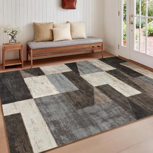 Modern Geometric Patchwork Rugs for Living Room, Soft Washable 4x6 Area Rug