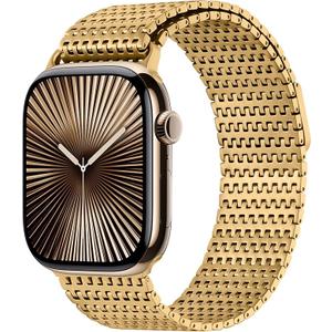 Anlinser Bands Compatible with Apple Watch Band 42mm 41mm 40mm 38mm for Women Men, Magnetic Metal Bands Stainless Steel Loop Strap with Case Designed for iWatch Series 10 9 8 7 6 5 4 3 SE, Gold Size 42/44/45/49mm