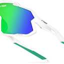 X-TIGER Kids Sunglasses Polarized Youth Baseball Sunglasses for 8-14 boys girls UV400 Sports Softball Cycling Glasses (White Green)