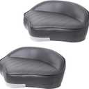 Casting Boat Seat, Pro Casting Deck Seat for Fishing Jon Bass Boat, Marine-Grade Vinyl Exterior Universal Casting Seat Boat Butt Chair, 15W x 11D x 6H, 2-Pack, Black
