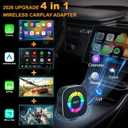 2026 Upgraded Wireless Carplay Adapter, 4 in 1 Screen Mirroring Support Mirror Link/AirPlay for Apple CarPlay & Android Auto