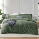 Hearth & Harbor Olive Green Duvet Cover King Size - 3 Piece King Duvet Cover Set, Soft Double Brushed King Duvet Covers with Button Closure, 1 King Size Duvet Cover 104x90 inches and 2 Pillow Shams