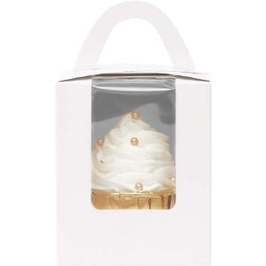 qiqee 60pcs Cupcake Boxes Individual Disposable White Single Box with Window 3.6 * 3.6 * 4.3inch Cupcake Containers/Holders
