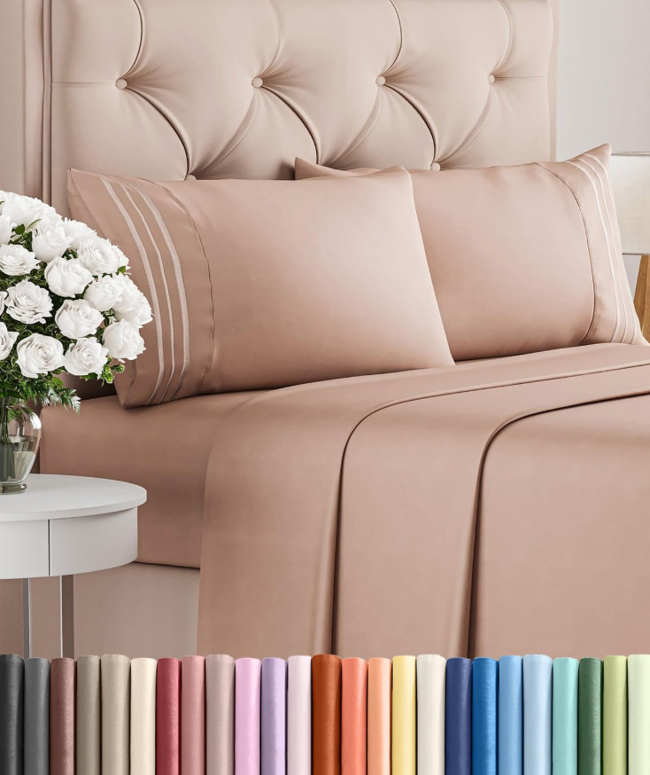 Queen Size 4 Piece Sheet Set Comfy Breathable & Cooling Bed Sheets Set Hotel Luxury Bedding for Women, Men, Kids, Teens, Boys & Girls Deep Pockets, UltraSoft, Wrinkle Free OekoTex,  Mauve