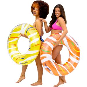 Monsoon [Citrus] 2-Pack Luxury Pool Floats Swimming Float Beach Tube Floaties Ring Tubes (ORANGE YELLOW)
