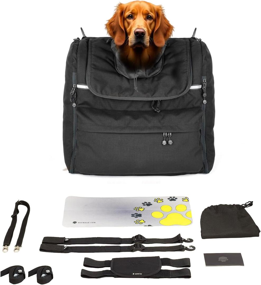 Motorcycle Dog Carrier for Large Breed of Dogs (~25-44lb), Waterproof, Portable, Triple Ventilation System, Motorcycle Bag for Sissy bar, Luggage Rack or seat. (L)