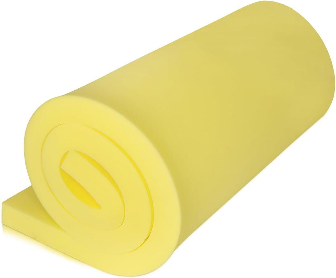Yellow Foam Board, High-Density Upholstery Foam for Couch Cushion Replacement, Foam Padding for Cushions, Furniture, and DIY Projects, Durable Foam Pad for Chairs, Sofas, and Egg Crate Foam Inserts