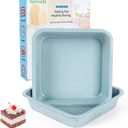 2-Pack 8 inch Square Baking Pan, Non-Stick Square Cake Pan for Cakes Lasagna Brownies, 8x8 Baking Pan, Even Heating, Easy to Clean, Light Blue