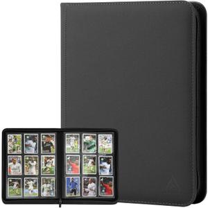 Card Binder 9 Pocket, Double Sided Pockets Trading Card Binder with 30 Sleeves, Premium Zip Trading Card Holder Collector Album Holds 540 MTG (Black)