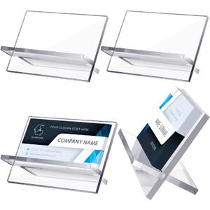 Sintuff 8 Pack Acrylic Business Card Holders for Desk Heavy Duty Clear Plastic Name Card Display Desktop Stand Organizer for Exhibition, Office, Restaurant, 50 Capacity