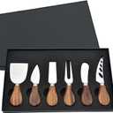 Cheese Knives with Cheese Slicer Cheese Cutter Cheese Fork,Cheese Spreading Knife for Charcuterie Boards and Cutlery Gift Set,6 Pieces Cheese Knife Set with Bamboo Wood Handle Steel Stainless