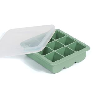 haakaa Baby Food and Breast Milk Freezer Tray, Silicone Freezer Tray with Lid, Baby Food Storage Container, Perfect for Homemade Baby Food, Vegetable & Fruit Purees, 9 x 1.2 oz, Pea Green (Small)