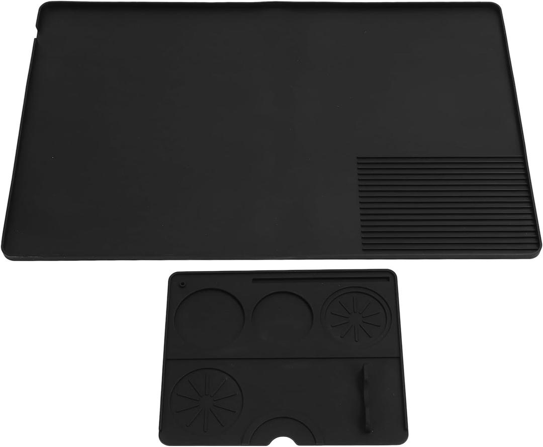 Silicone Coffee Mat Set, Coffee Bar Mat for Countertop, Non Slip Coffee Maker Mat Heat Coffee Station Pad with Detachable Tamper Mat for Home Kitchen Counter Cafe