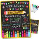 3 x DUNKMATE First Day Last Day of School Board Sign with 6 Liquid Chalk Markers Pack & Wipe Cloth - 14”x11” Double-Sided & Reusable Chalkboard - Back to School Board