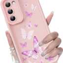 for Samsung Galaxy S20 FE 5G Case, Creative Flower Pattern Design Girls Women Liquid Silicone Cover, Thicker Frame Shockproof and Scratch-Resistant Soft Case for Samsung S20 FE - Butterfly Pink